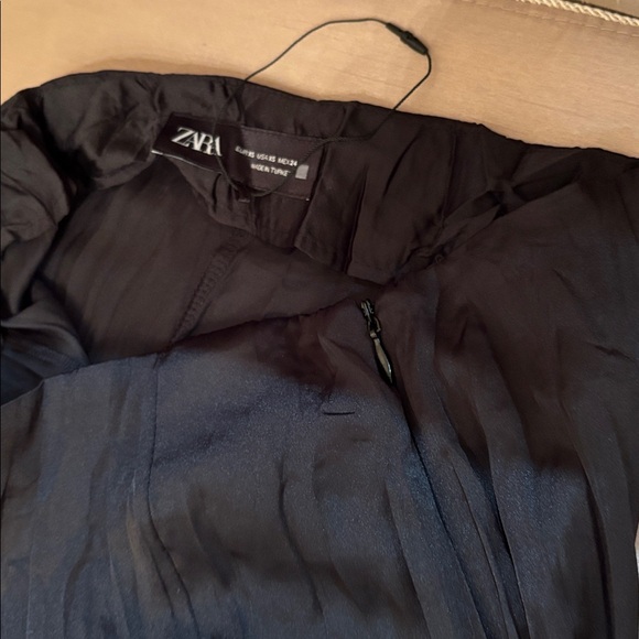 Zara wrinkle satin effect high waist super wide leg black pants sz.XS - Picture 12 of 15